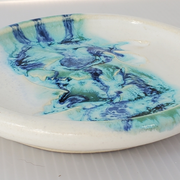 Studio Art Pottery Trinket Tray Cigar Ashtray Nautical Oceanic Signed Soap Dish - Picture 3 of 7